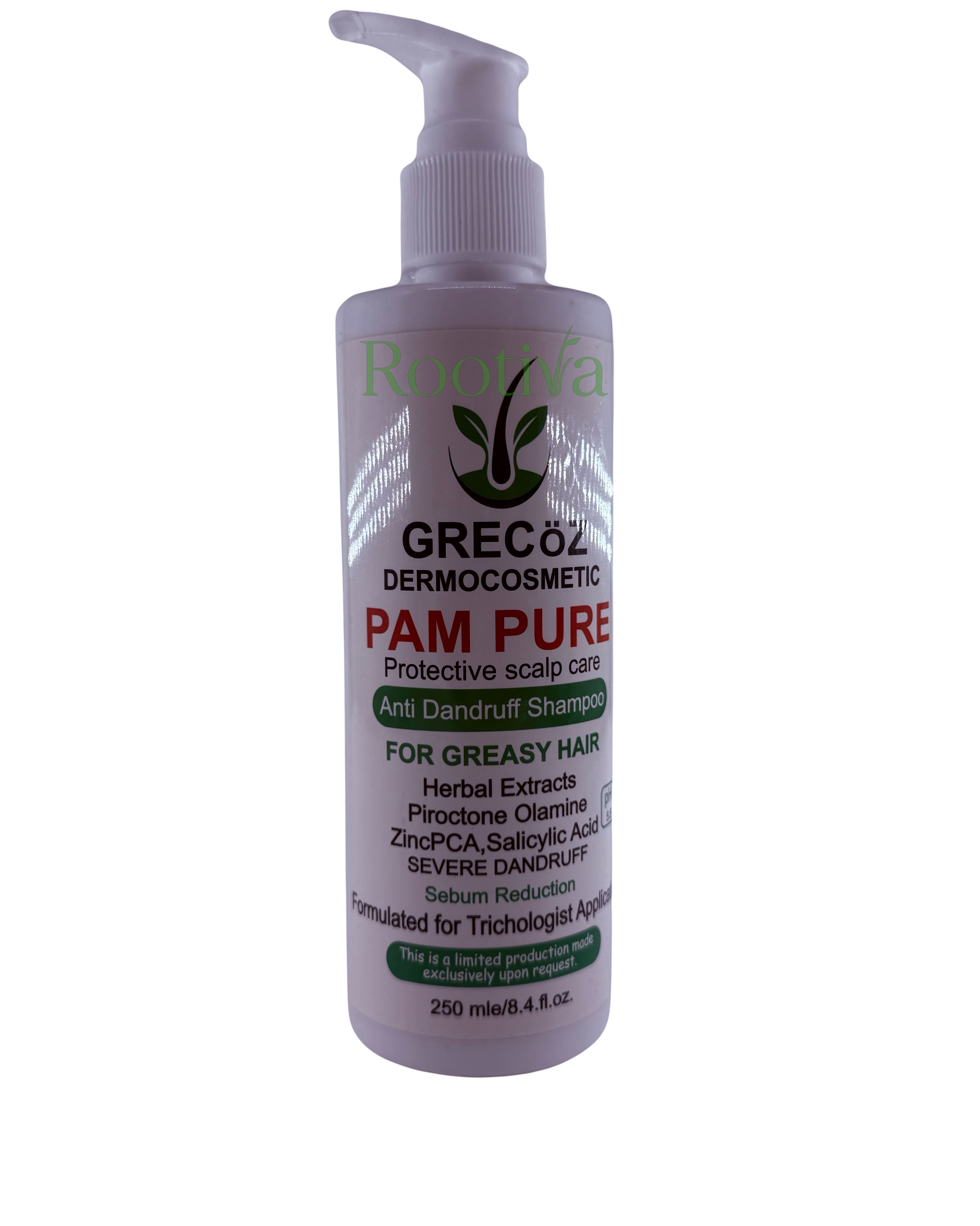 شامپو ضد قارچ و ضد شوره چرب پم پوره روت لایف Greco Pam pure Root life